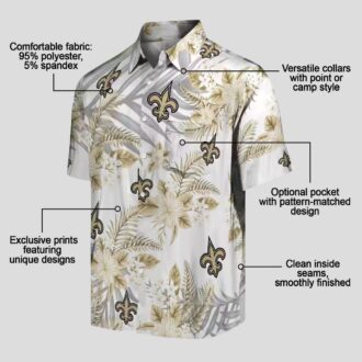 New Orleans Saints Summer Beach Shirt - White & Gold Hibiscus Palm NFL Edition