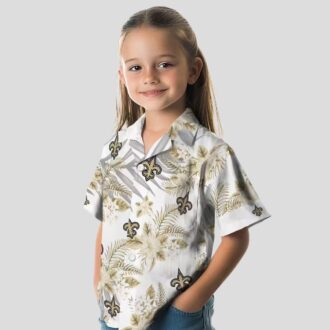 New Orleans Saints Summer Beach Shirt - White & Gold Hibiscus Palm NFL Edition