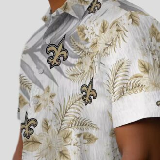 New Orleans Saints Summer Beach Shirt - White & Gold Hibiscus Palm NFL Edition