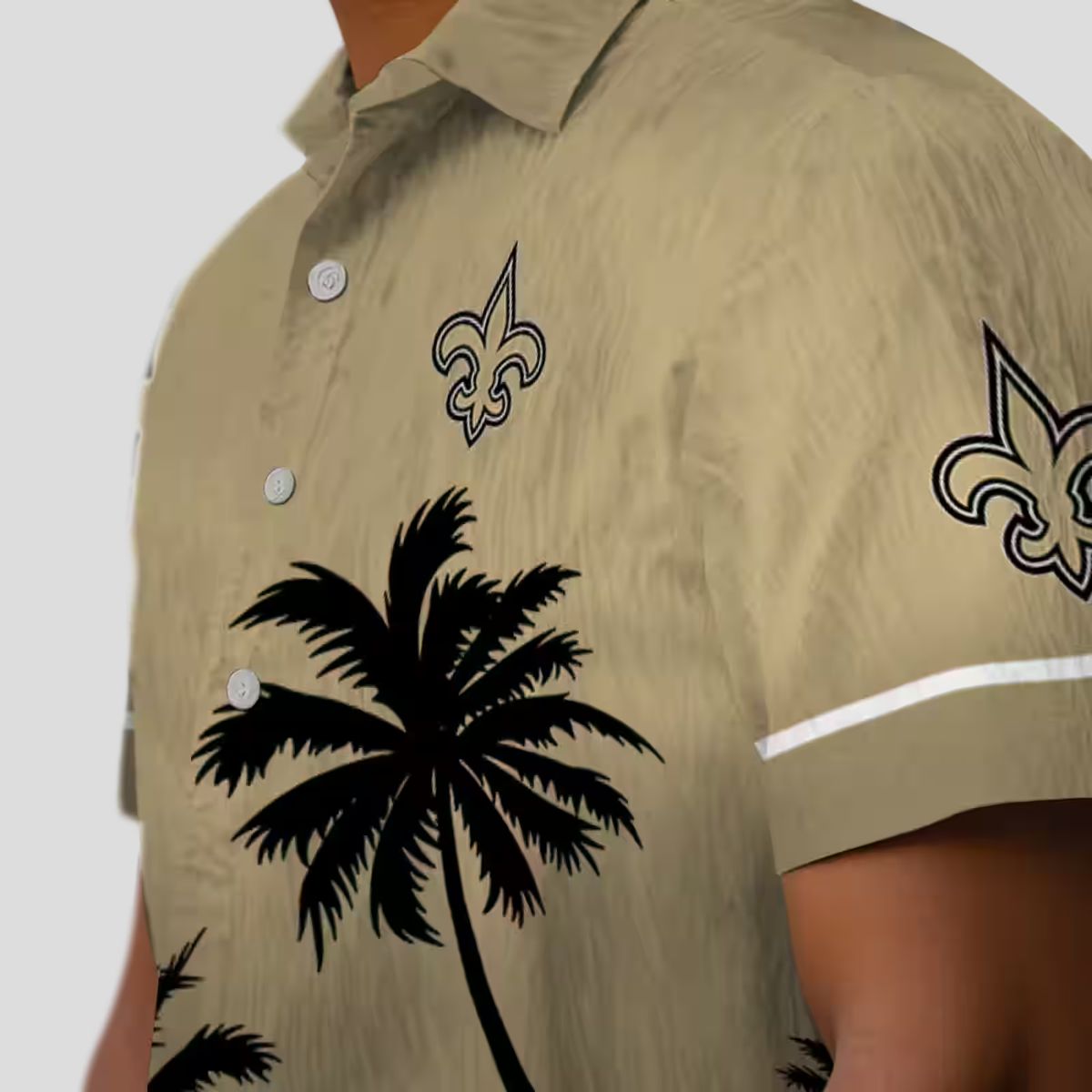 New Orleans Saints Sunset Hawaiian Shirt, Gold Floral Tropical Vacation Outfit
