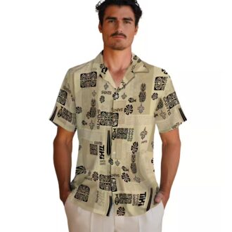 New Orleans Saints Tribal Symbols Hawaiian Shirt, Gold NFL Aloha Shirt