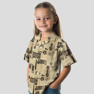 New Orleans Saints Tribal Symbols Hawaiian Shirt, Gold NFL Aloha Shirt
