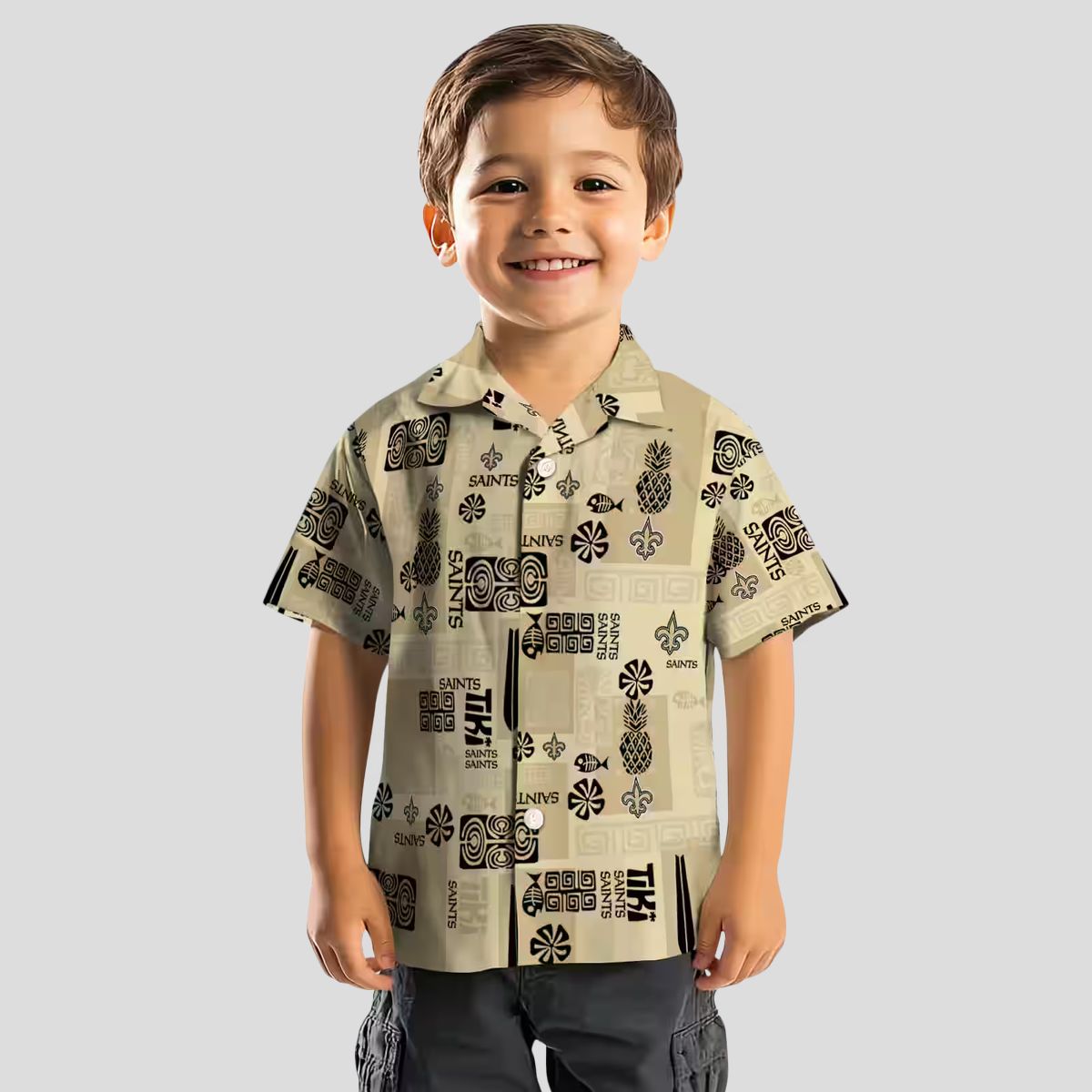 New Orleans Saints Tribal Symbols Hawaiian Shirt, Gold NFL Aloha Shirt