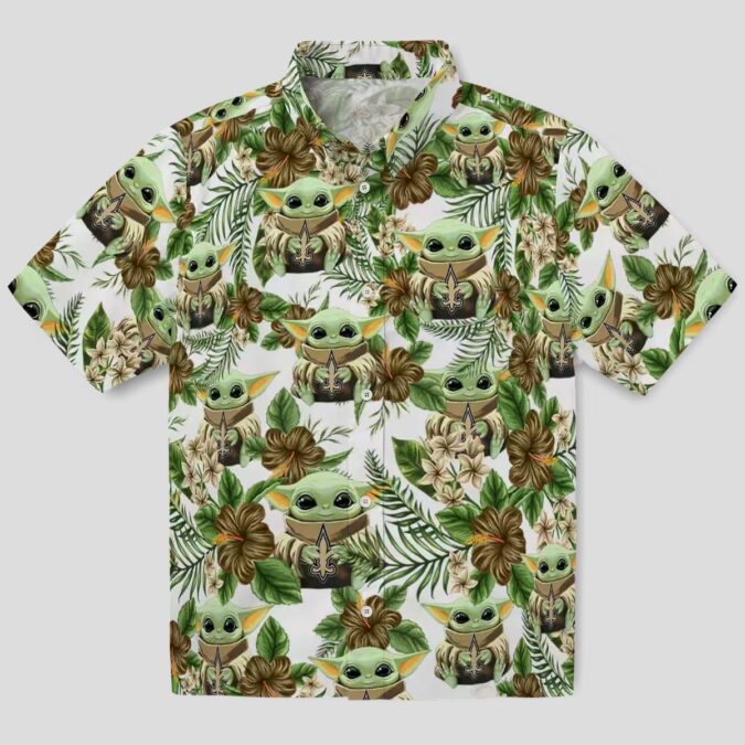 New Orleans Saints Tropical Yoda Green Hawaiian Shirt, NFL Aloha Fan Gifts