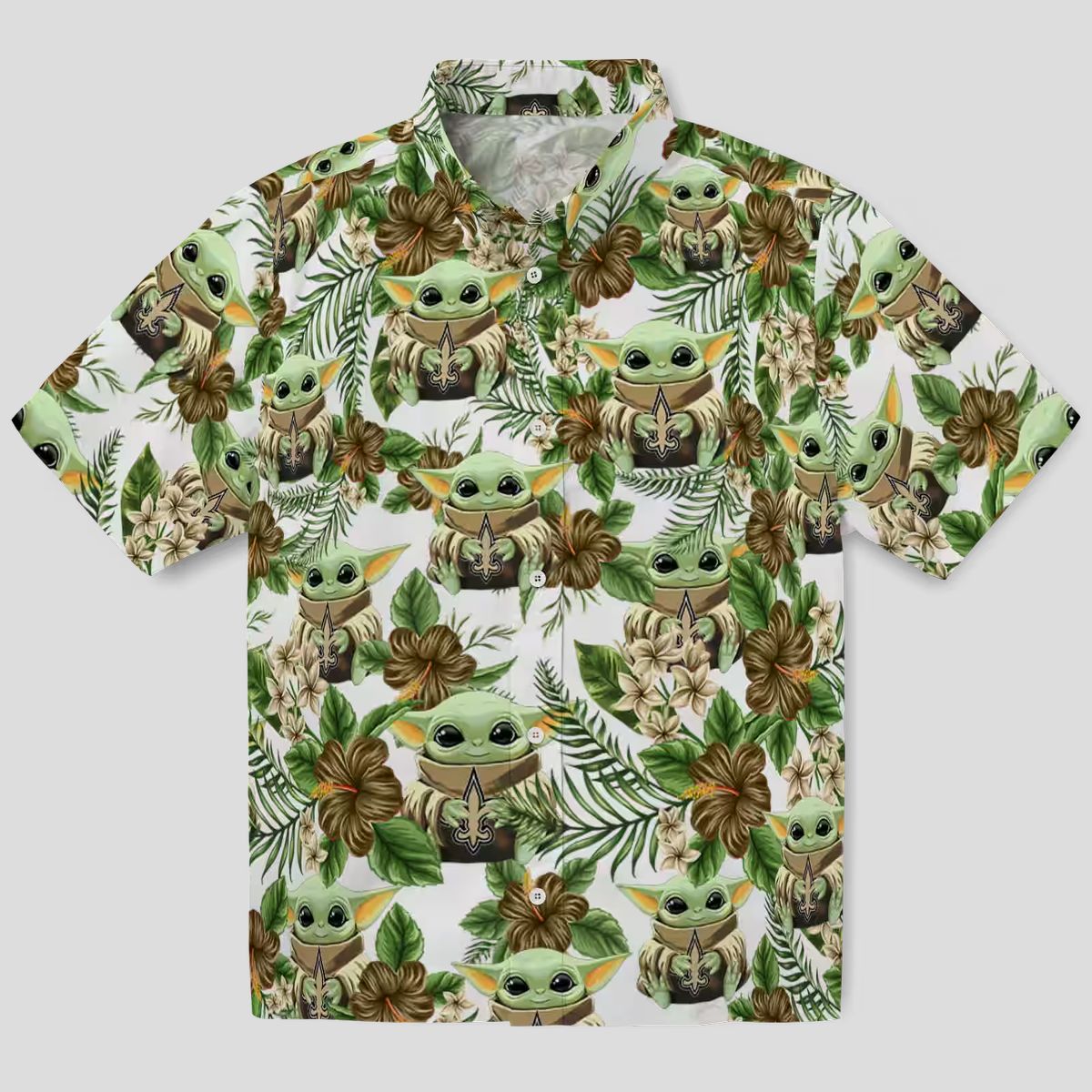 New Orleans Saints Tropical Yoda Green Hawaiian Shirt, NFL Aloha Fan Gifts