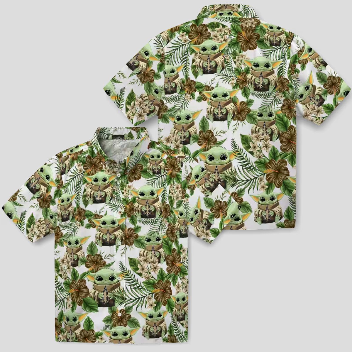 New Orleans Saints Tropical Yoda Green Hawaiian Shirt, NFL Aloha Fan Gifts