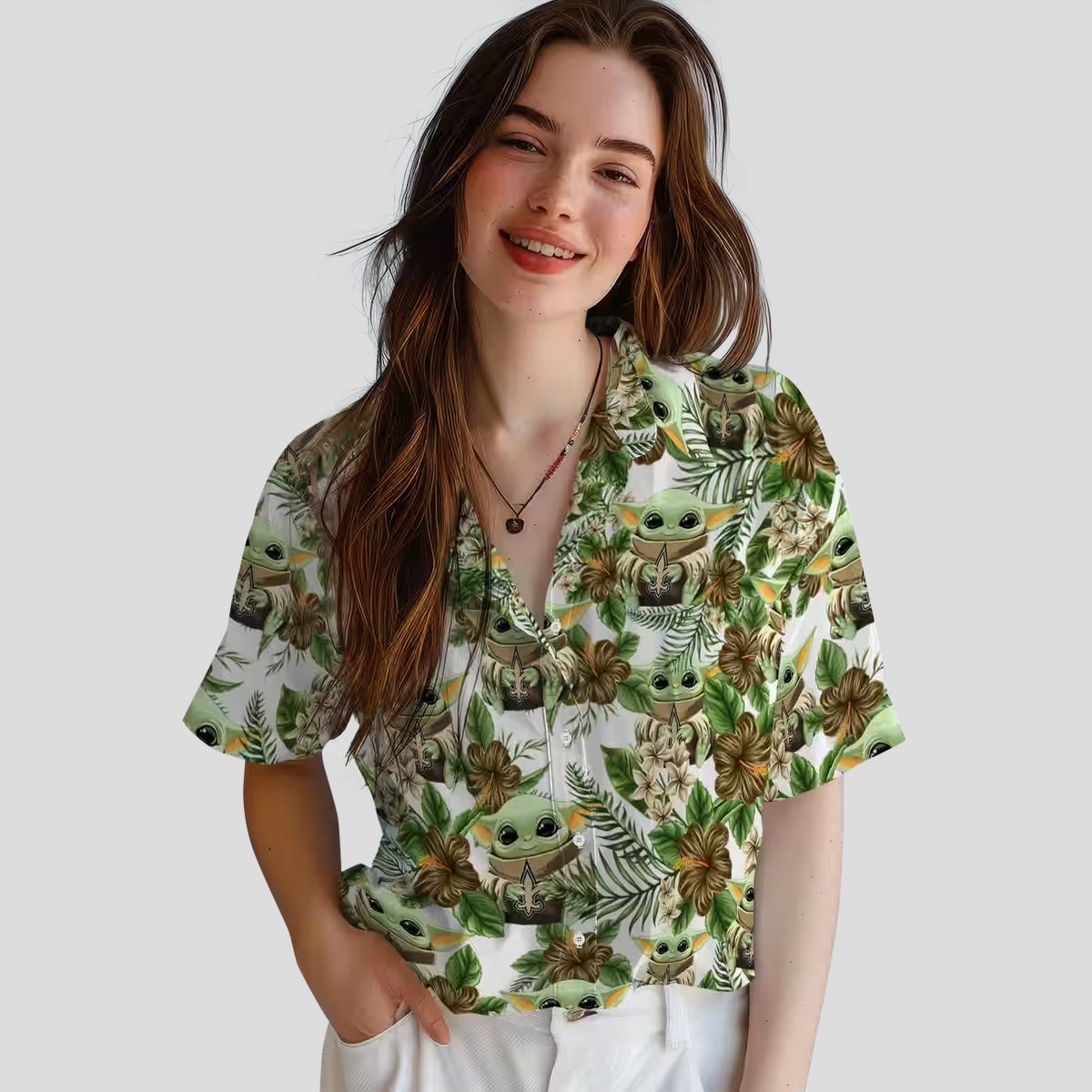 New Orleans Saints Tropical Yoda Green Hawaiian Shirt, NFL Aloha Fan Gifts