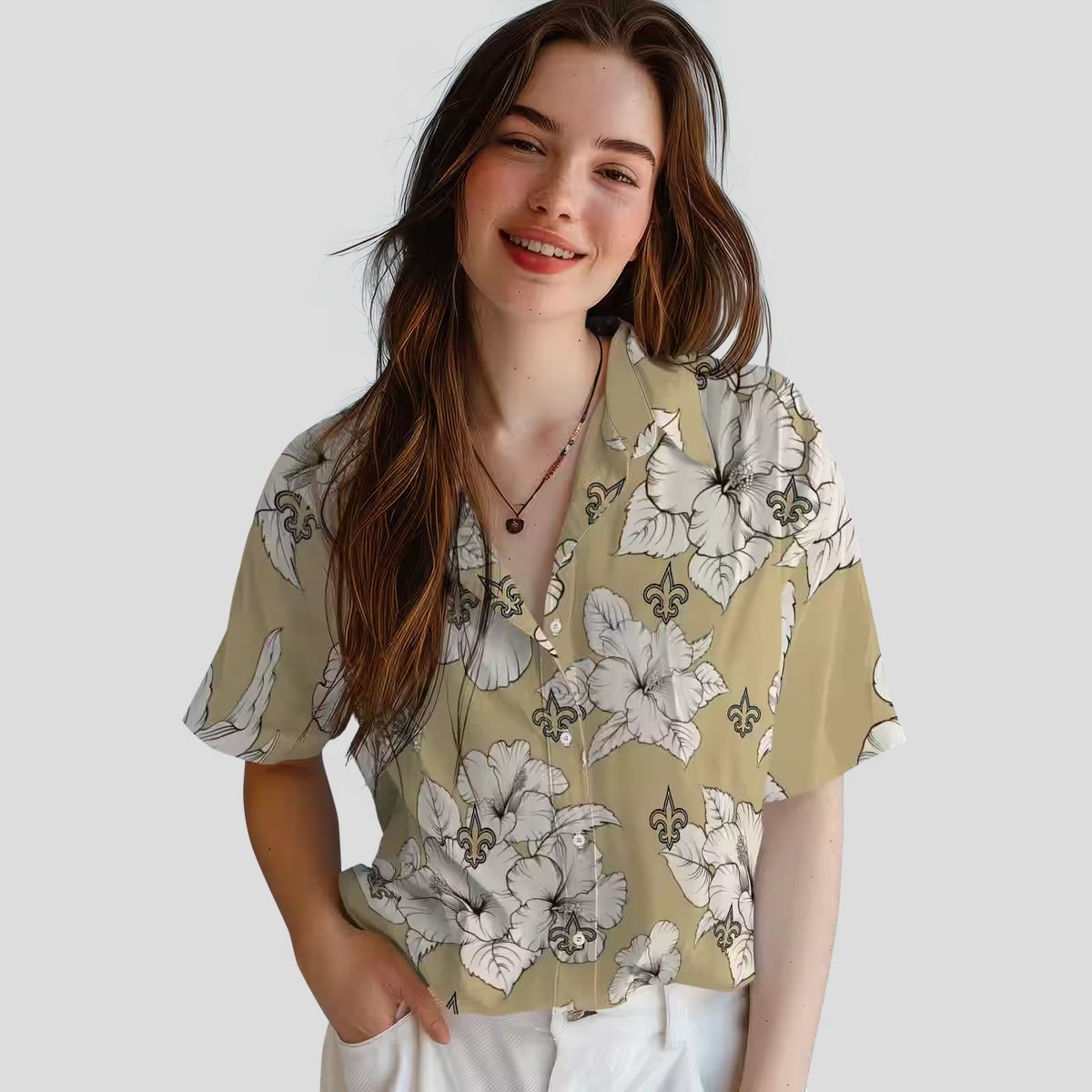 NFL New Orleans Saints Beach Hawaiian Shirt, Hibiscus Blooms Summer Outfit