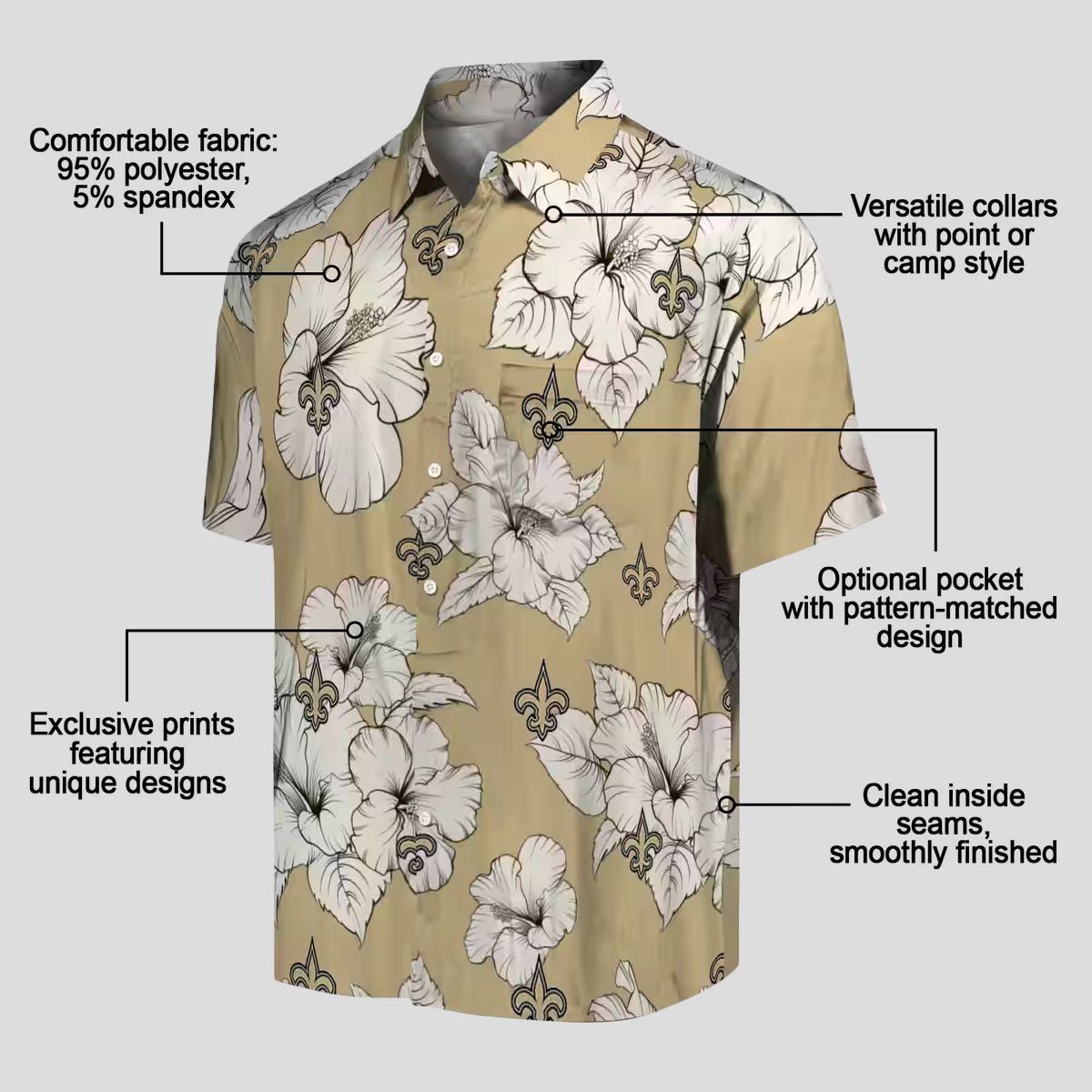 NFL New Orleans Saints Beach Hawaiian Shirt, Hibiscus Blooms Summer Outfit