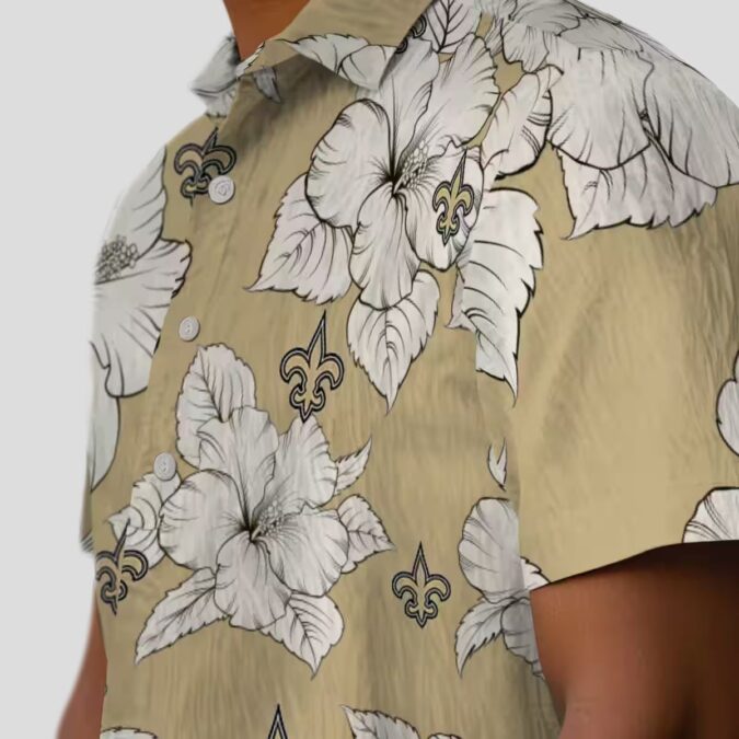 NFL New Orleans Saints Beach Hawaiian Shirt, Hibiscus Blooms Summer Outfit