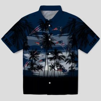 Blue Black New England Patriots Sunset Hawaiian Shirt, Summer Vacation Outfit
