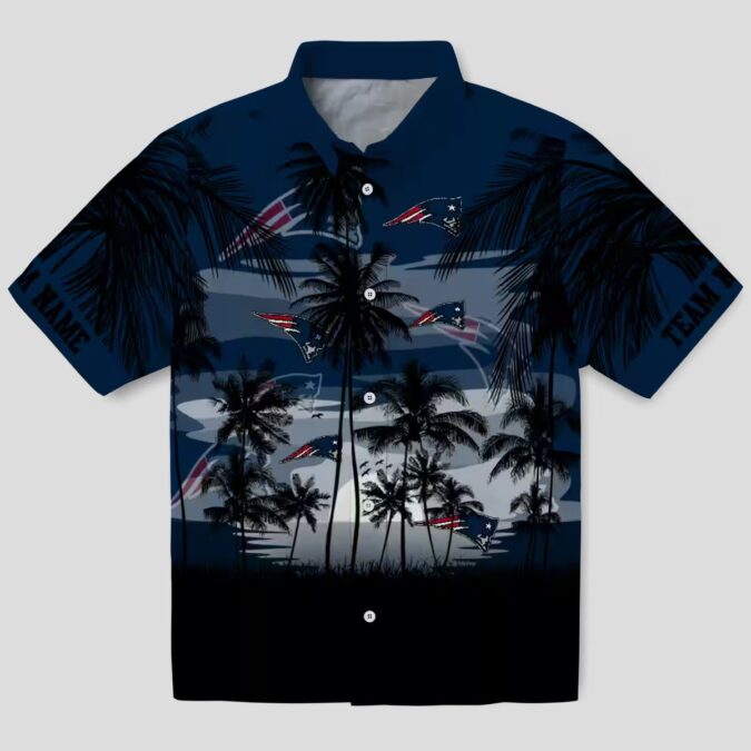 Blue Black New England Patriots Sunset Hawaiian Shirt, Summer Vacation Outfit