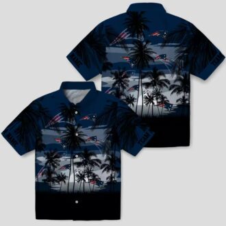 Blue Black New England Patriots Sunset Hawaiian Shirt, Summer Vacation Outfit