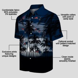 Blue Black New England Patriots Sunset Hawaiian Shirt, Summer Vacation Outfit