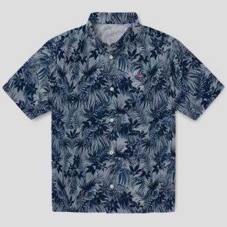Blue New England Patriots Leaf Print Hawaiian Shirt for Game Day & Vacation