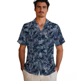 Blue New England Patriots Leaf Print Hawaiian Shirt for Game Day & Vacation