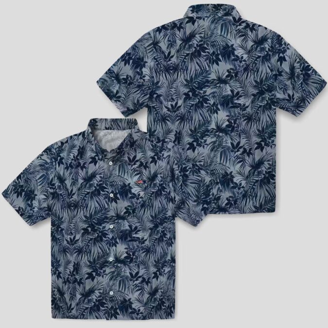 Blue New England Patriots Leaf Print Hawaiian Shirt for Game Day & Vacation