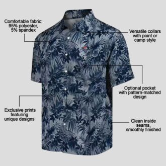 Blue New England Patriots Leaf Print Hawaiian Shirt for Game Day & Vacation