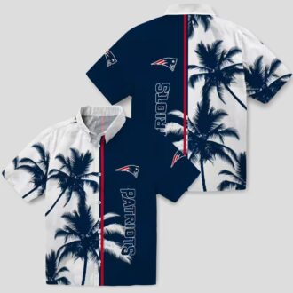 Blue New England Patriots Palm Trees Hawaiian Shirt, Tropical Game Day Outfit