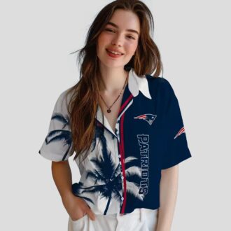 Blue New England Patriots Palm Trees Hawaiian Shirt, Tropical Game Day Outfit