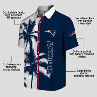 Blue New England Patriots Palm Trees Hawaiian Shirt, Tropical Game Day Outfit