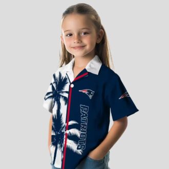 Blue New England Patriots Palm Trees Hawaiian Shirt, Tropical Game Day Outfit