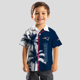 Blue New England Patriots Palm Trees Hawaiian Shirt, Tropical Game Day Outfit