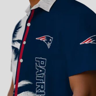 Blue New England Patriots Palm Trees Hawaiian Shirt, Tropical Game Day Outfit