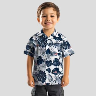 Blue White NFL Patriots Plants Hawaiian Shirt, Tropical Football Shirt for Men