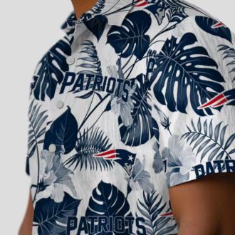 Blue White NFL Patriots Plants Hawaiian Shirt, Tropical Football Shirt for Men