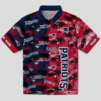 Custom New England Patriots Aloha Shirt, Palm Silhouettes Blue Hawaiian Summer Apparel