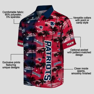 Custom New England Patriots Aloha Shirt, Palm Silhouettes Blue Hawaiian Summer Apparel