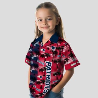 Custom New England Patriots Aloha Shirt, Palm Silhouettes Blue Hawaiian Summer Apparel