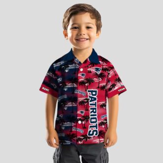 Custom New England Patriots Aloha Shirt, Palm Silhouettes Blue Hawaiian Summer Apparel