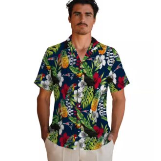 Custom New England Patriots Aloha Shirt, Tropical Toucan Blue Green Hawaiian Shirt
