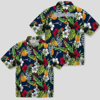 Custom New England Patriots Aloha Shirt, Tropical Toucan Blue Green Hawaiian Shirt