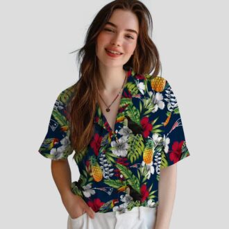 Custom New England Patriots Aloha Shirt, Tropical Toucan Blue Green Hawaiian Shirt
