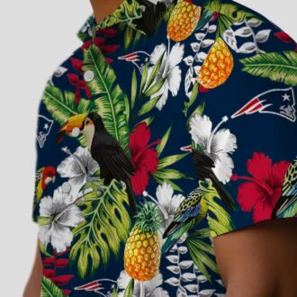 Custom New England Patriots Aloha Shirt, Tropical Toucan Blue Green Hawaiian Shirt