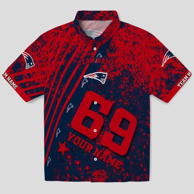 Custom New England Patriots Blue Hawaiin Shirt - USA Stars & Stripes Design