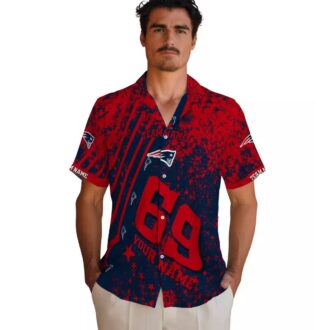 Custom New England Patriots Blue Hawaiin Shirt - USA Stars & Stripes Design