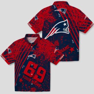 Custom New England Patriots Blue Hawaiin Shirt - USA Stars & Stripes Design