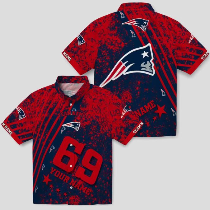 Custom New England Patriots Blue Hawaiin Shirt - USA Stars & Stripes Design