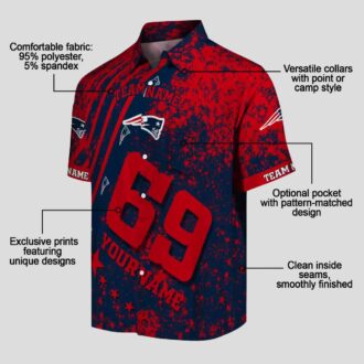 Custom New England Patriots Blue Hawaiin Shirt - USA Stars & Stripes Design