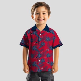 Custom New England Patriots Hawaiian Shirt, Red Botanical Print Apparel