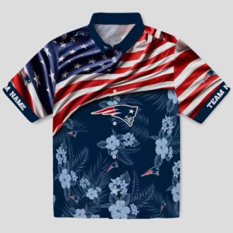 Custom NFL Team Patriots Aloha Hawaiian Shirt - US Flag & Floral Design