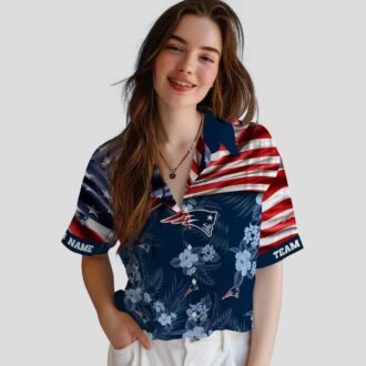 Custom NFL Team Patriots Aloha Hawaiian Shirt - US Flag & Floral Design