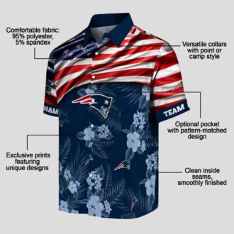 Custom NFL Team Patriots Aloha Hawaiian Shirt - US Flag & Floral Design