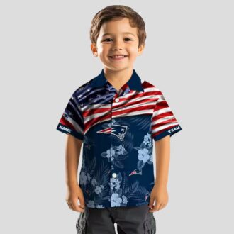 Custom NFL Team Patriots Aloha Hawaiian Shirt - US Flag & Floral Design