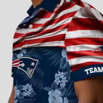 Custom NFL Team Patriots Aloha Hawaiian Shirt - US Flag & Floral Design