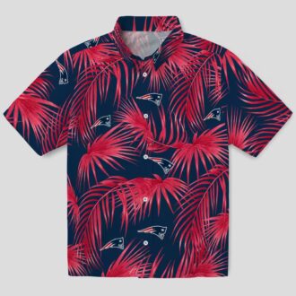 Limited Edition Patriots Hawaiian Shirt, Blue Palm Leaf Summer Football Shirt